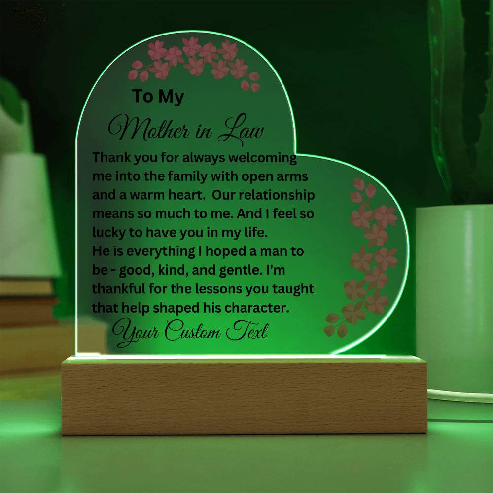 Mother in Law Acrylic Heart Plaque-[product type]