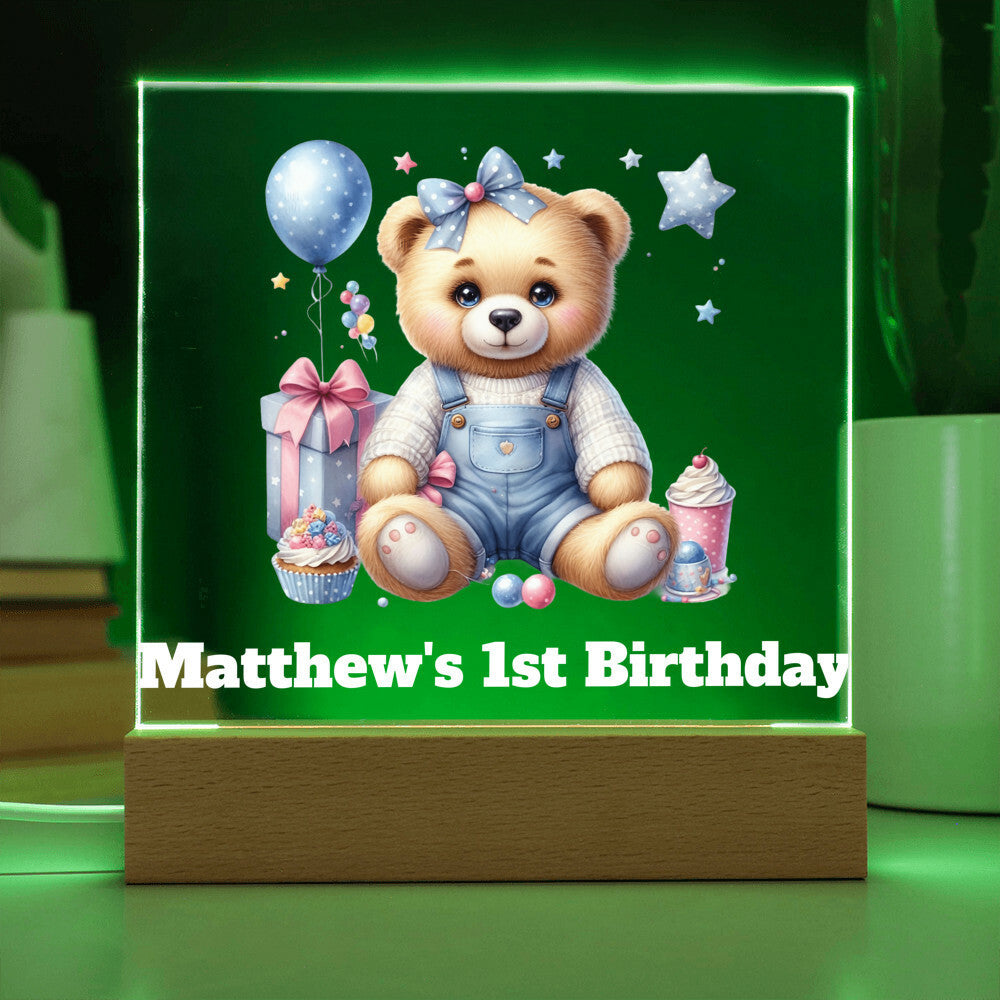 Teddy Bear Lighted Birthday Sign or Nightlight-[product type]