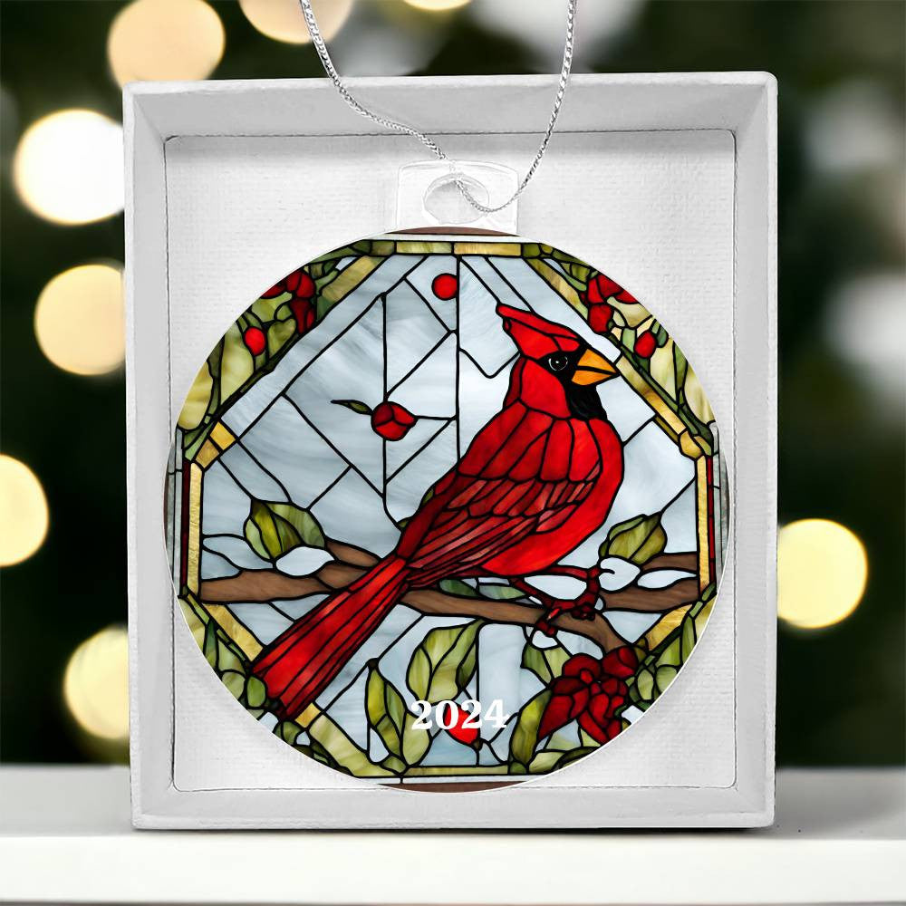 Cardinal Acrylic Christmas Tree Ornament-[product type]