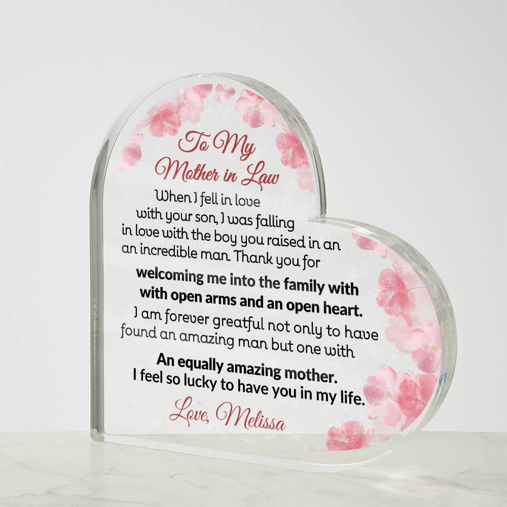 Mother in Law Heart Acrylic Plaque-[product type]