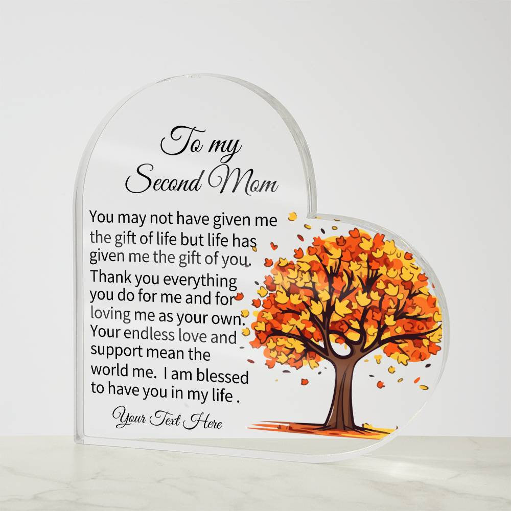 To My Second Mom Acrylic Heart Plaque-[product type]