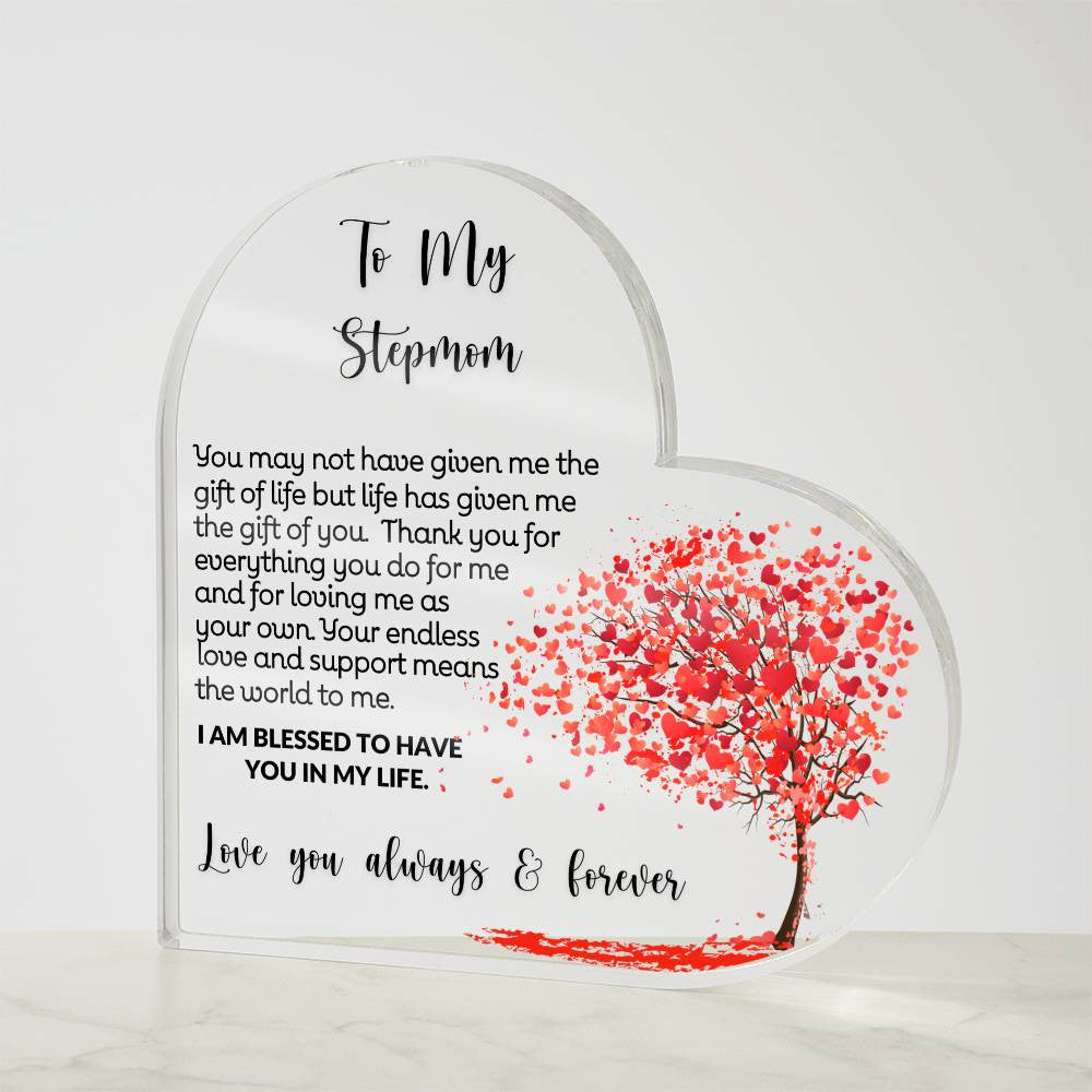 To My Stepmom Acrylic Heart Gift-[product type]