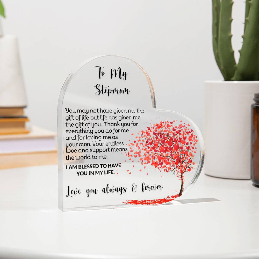 To My Stepmom Acrylic Heart Gift-[product type]