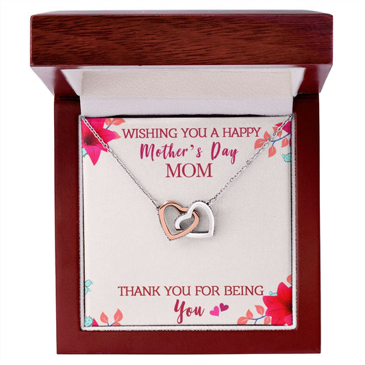 Wishing You A Happy Mother's Day Interlocking Hearts Necklace-FashionFinds4U