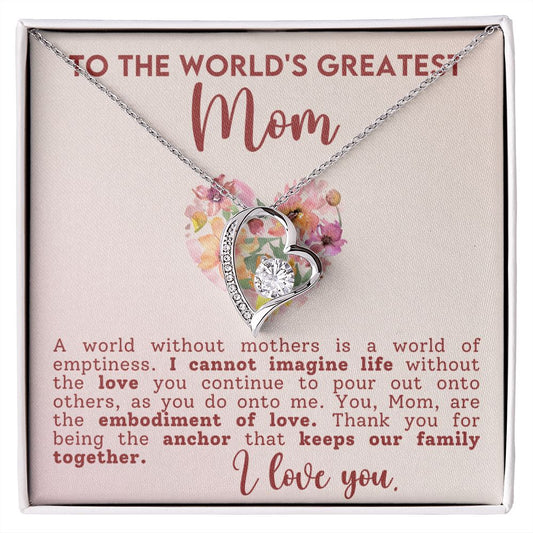 World's Greatest Mom - Forever Love Heart Necklace-FashionFinds4U